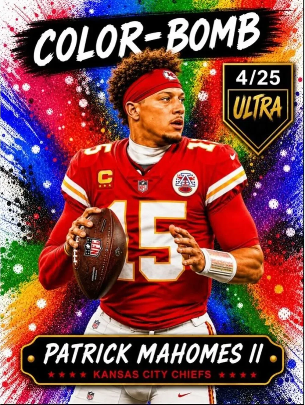 3822 Patrick Mahomes  Color-Bomb Custom 8X10 Print - Limited Edition /25